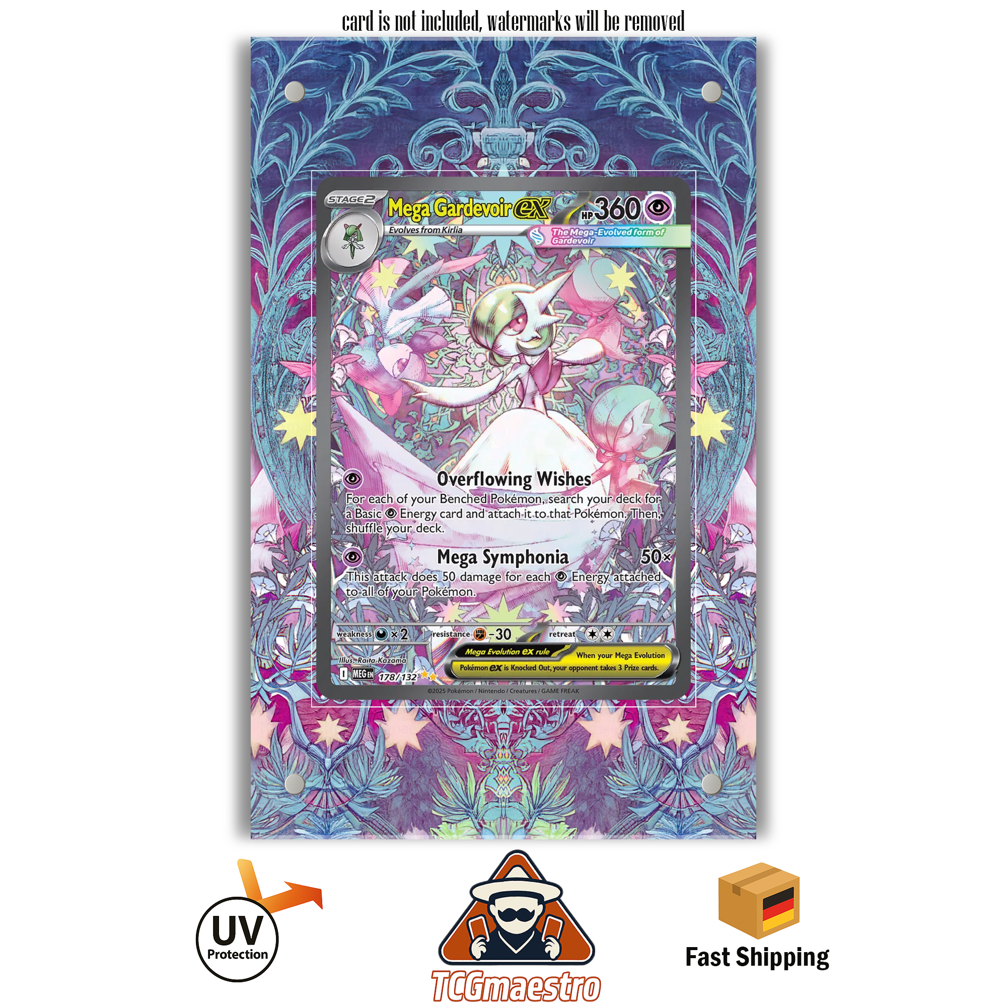 pokemon card extended art frame Mega Gardevoir Pokémon Artwork & Display Case – TCGmaestro Serenity:Rainbow foil - Signed with doodle Color: ⚪🔴 Boros (RW) 098/094 Piplup Pokemon Card March of the Machine