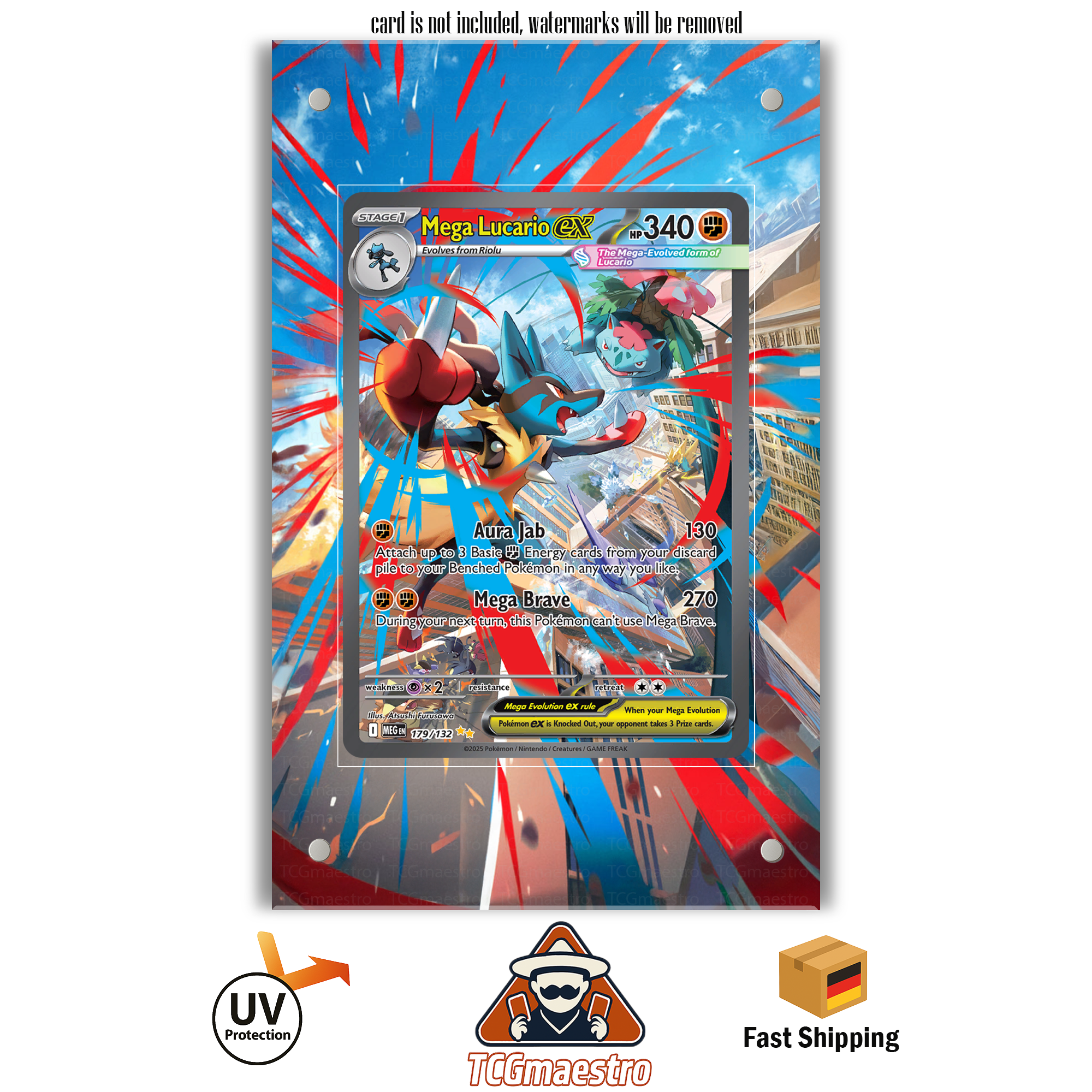 Mega Lucario Pokémon Extended Artwork Frame & protective Display Case – TCGmaestro