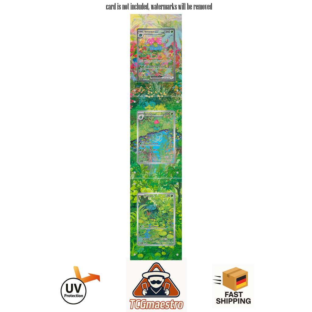 Bulbasur Ivysaur Venusaur 151 Pokémon Extended Artwork Rahmen & Schutzhülle