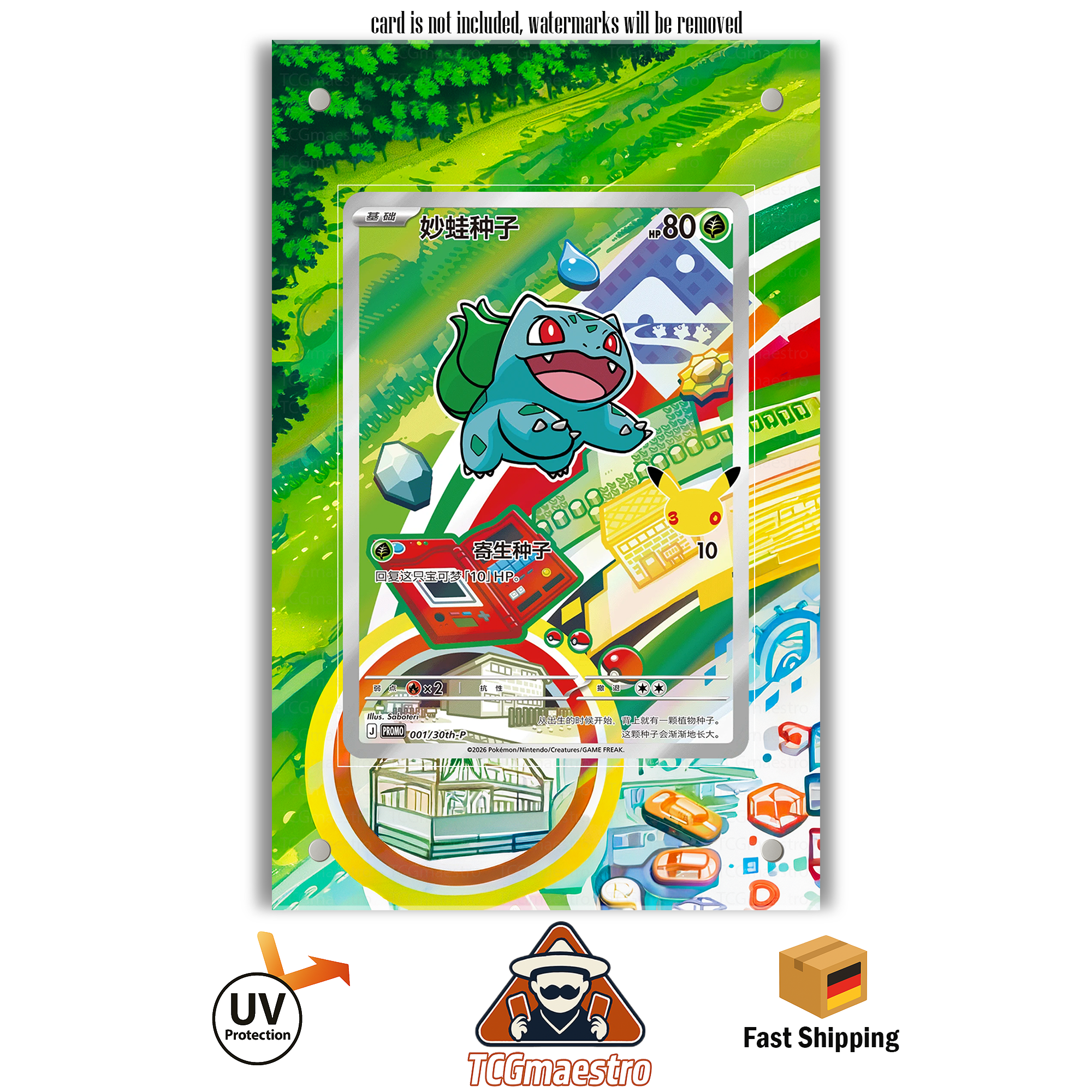 Bisasam Bulbasaur First Partners MEG 037 Pokémon Extended Artwork Rahmen