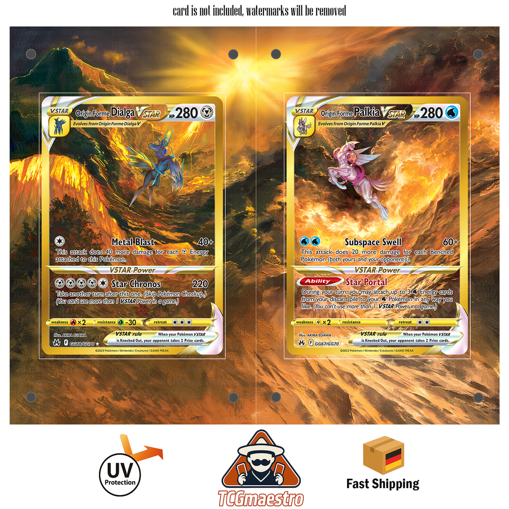 Dialga Palkia CRZ Pokemon Pokémon Extended Artwork Rahmen & Schutzhülle