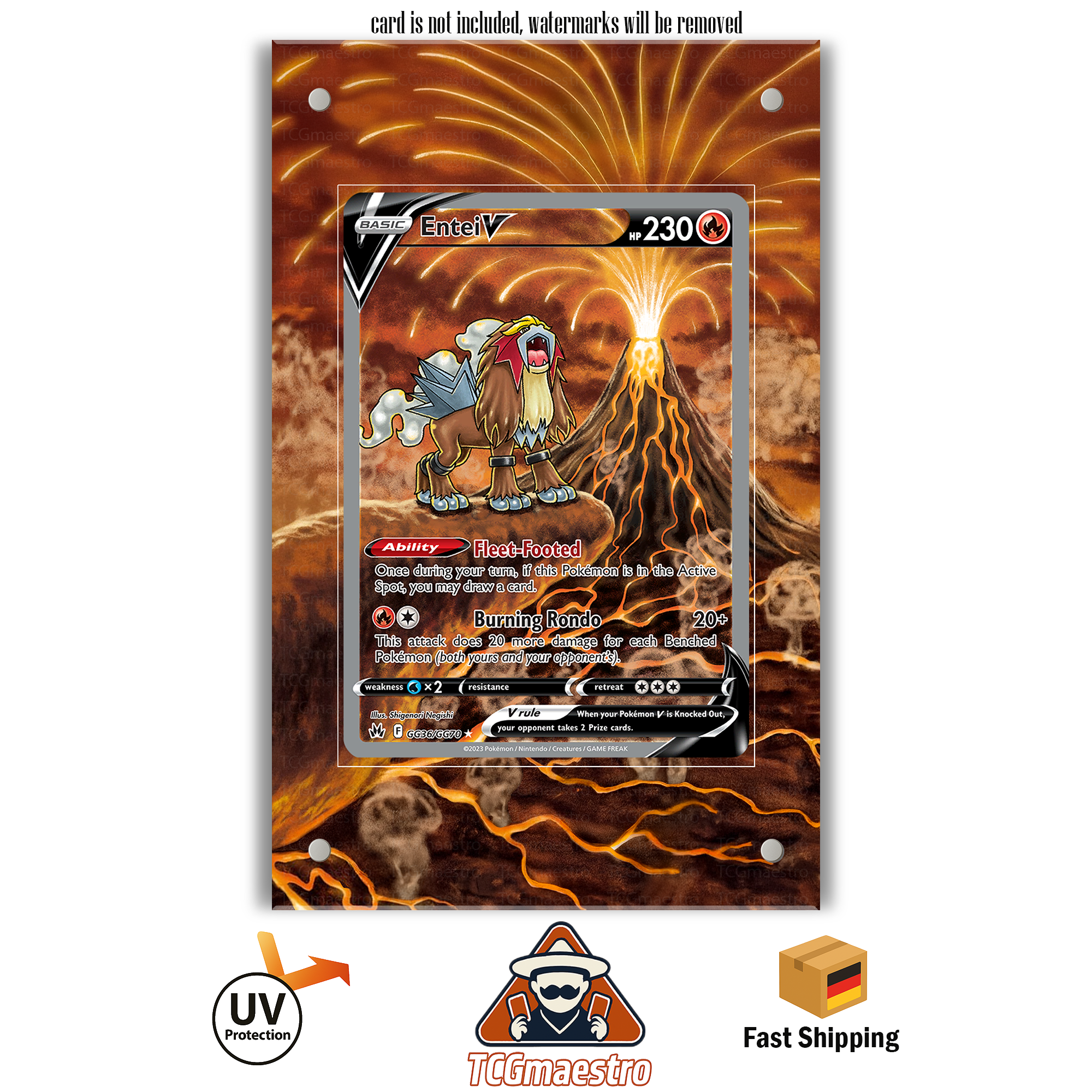 Entei CRZ GG36 Pokémon Extended Artwork Rahmen & Schutzhülle