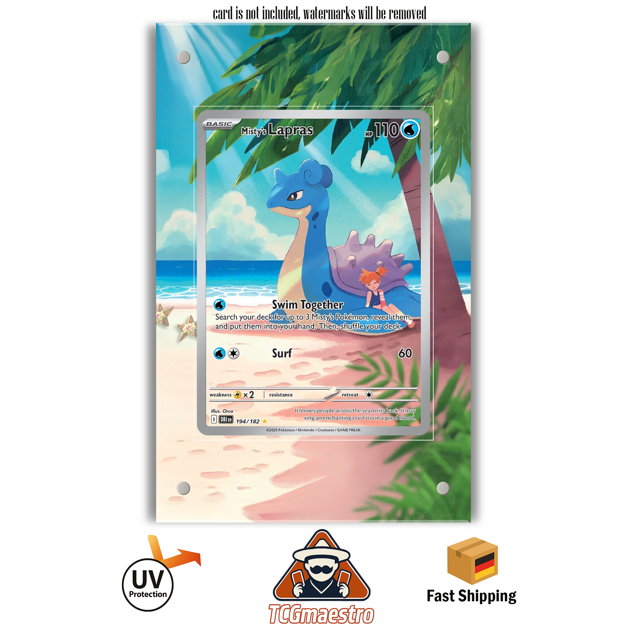 Lapras DRI 194/182 Pokémon Extended Artwork Rahmen & Schutzhülle