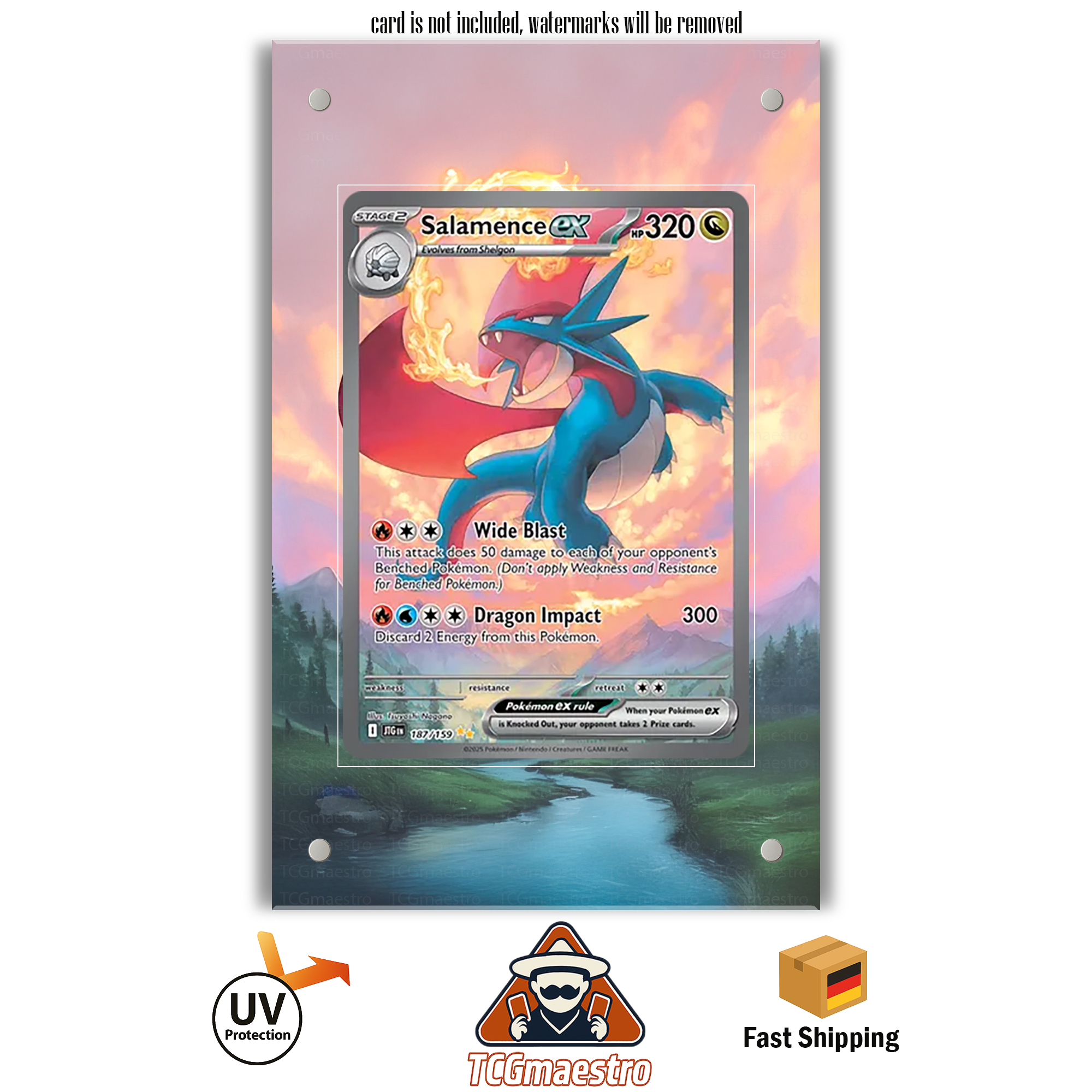 Brutalanda Salamence JTG 187/159 Pokémon Extended Artwork Rahmen & Schutzhülle