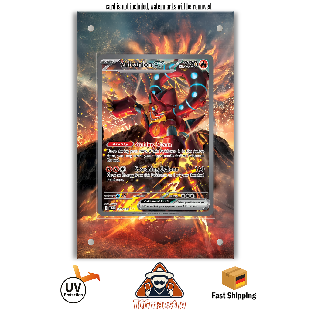 Volcanion JTG 182/159 Pokémon Extended Artwork Rahmen & Schutzhülle