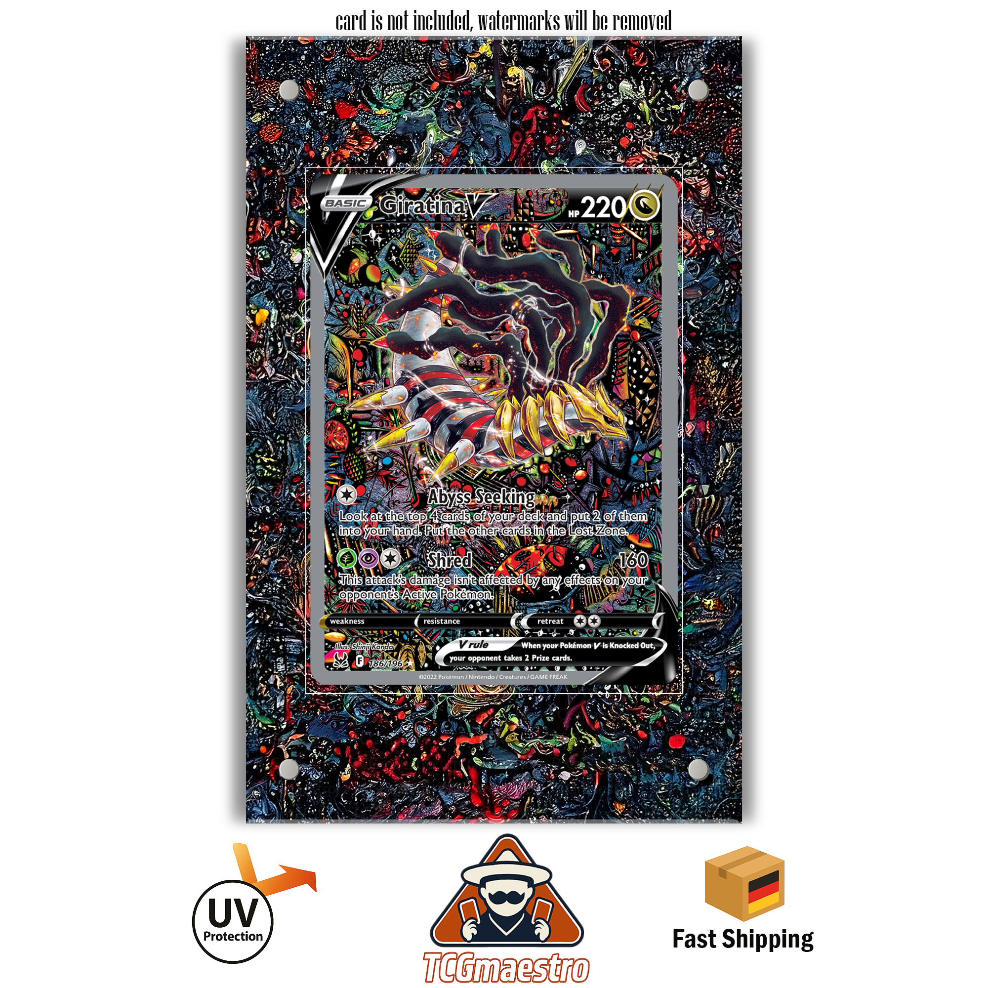 Giratina LOR 186/196 Pokémon Extended Artwork Rahmen & Schutzhülle