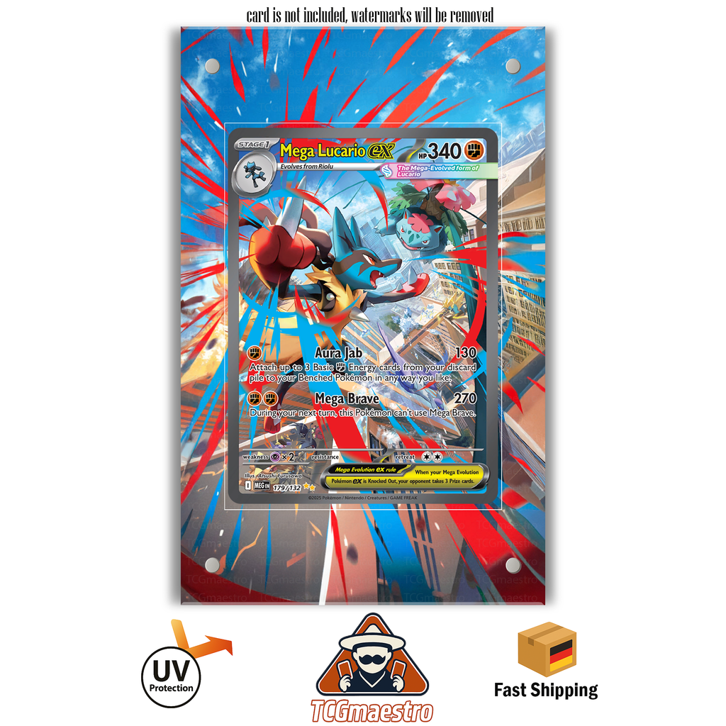 Mega Lucario 179/132 Pokémon Extended Artwork Rahmen & Schutzhülle