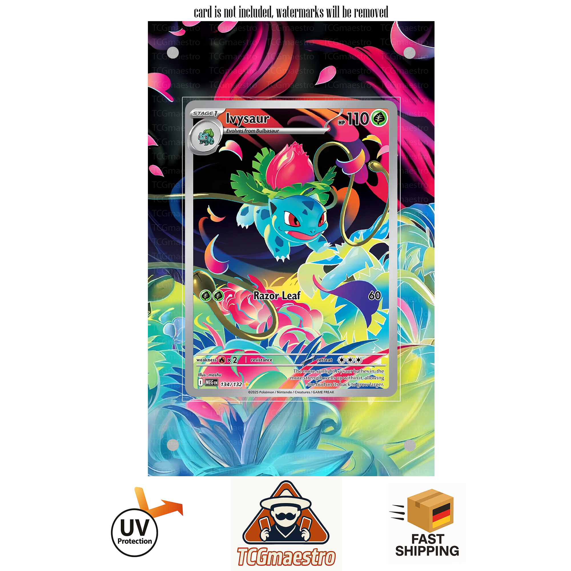 Mega Bisaflor Bisaknosp Bisasam Pokémon Extended Artwork Rahmen & Schutzhülle