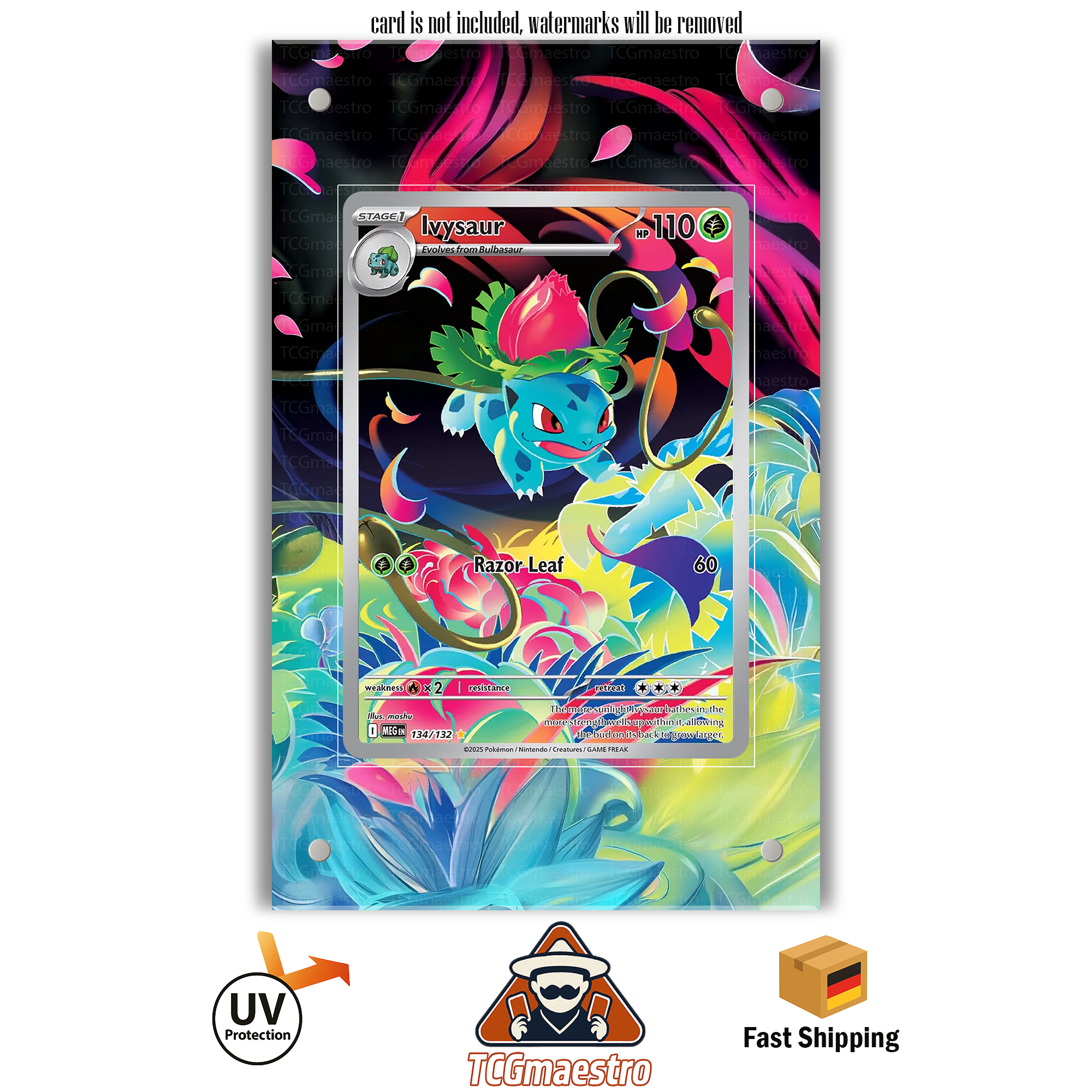 pokemon card extended art frame Ivysaur MEG 134 Pokémon Extended Artwork Frame & Display Case – TCGmaestro