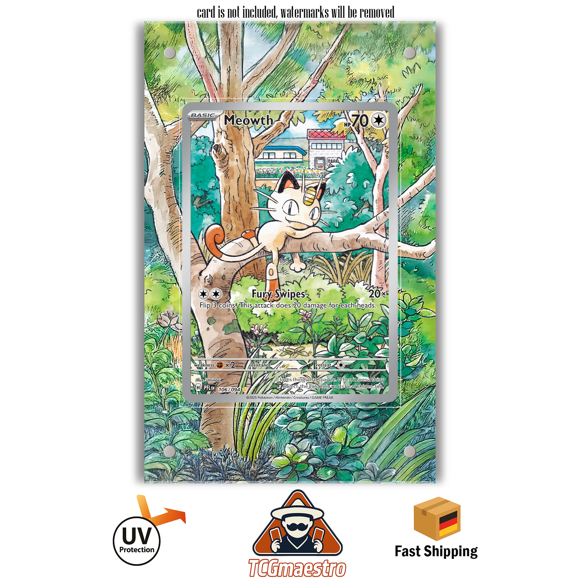 Mauzi Meowth PFL Pokémon Extended Artwork Rahmen & Schutz