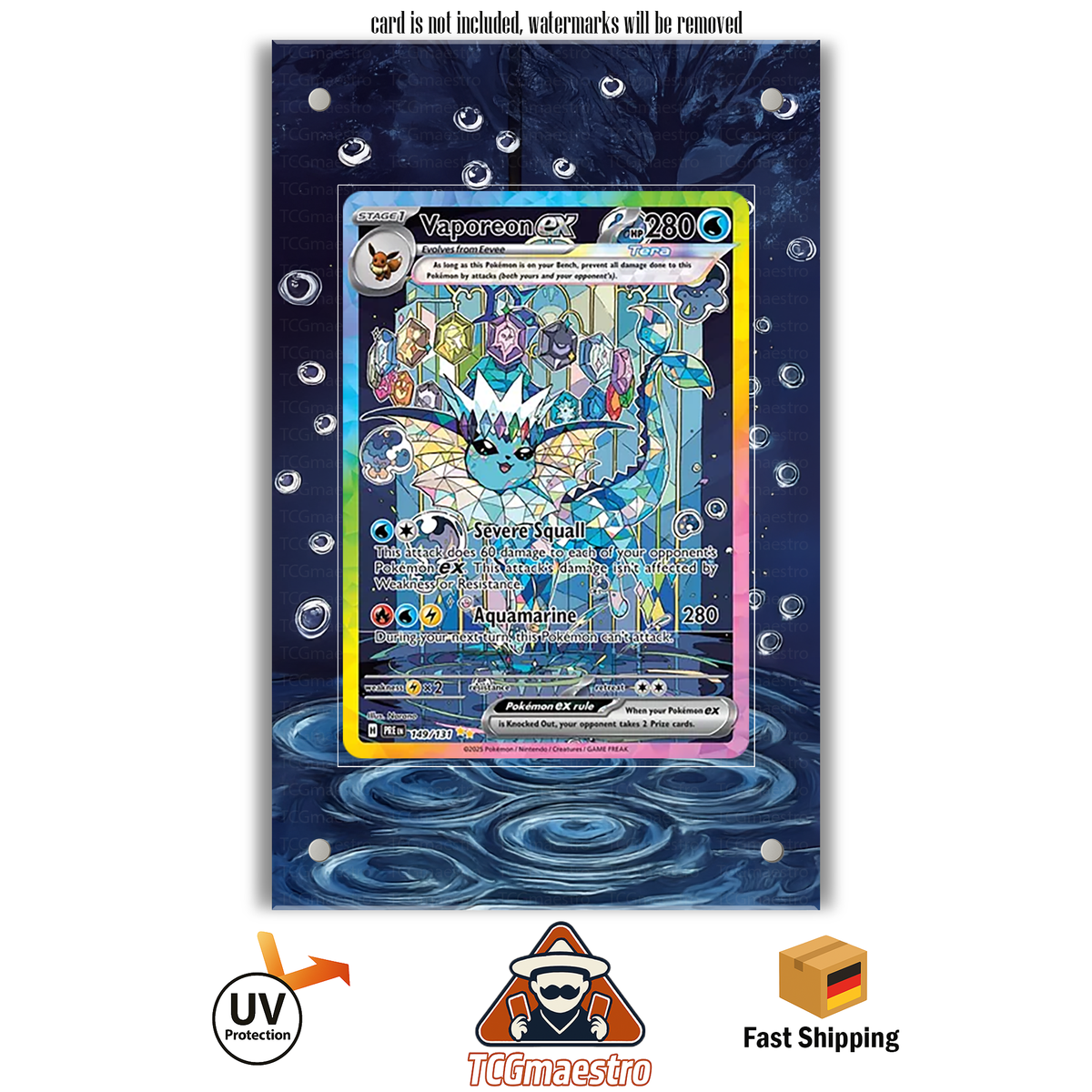 Aquana Vaporeon PRE 149/131 Pokémon Extended Artwork Rahmen & Schutzhülle