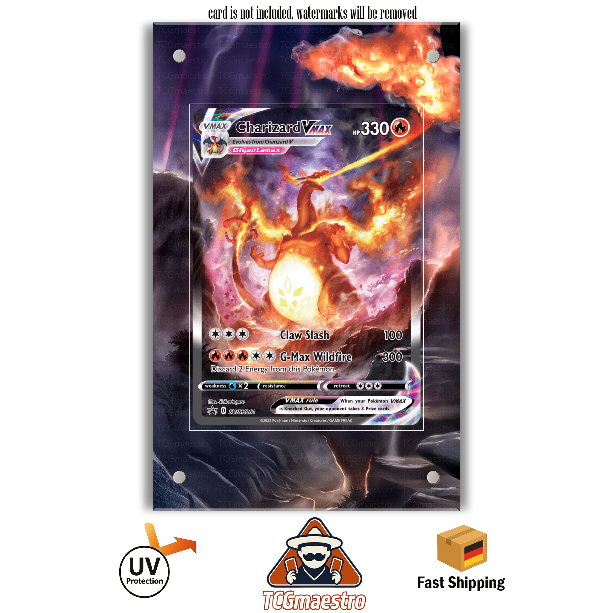 Glurak Charizard SP Pokémon Extended Artwork Rahmen & Schutzhülle