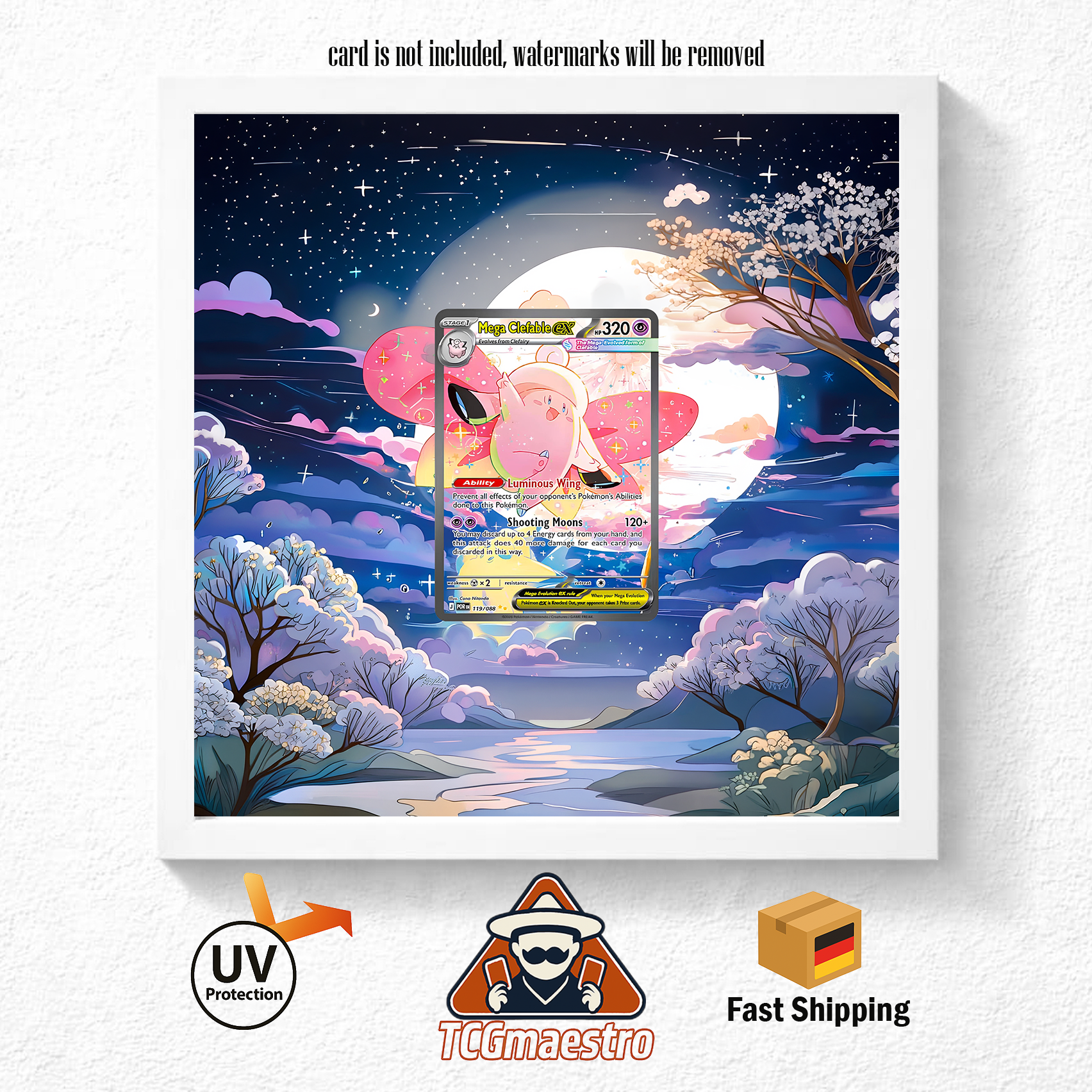Bilderrahmen Pokémon Pixi Clefable POR 119 Display Art Frame