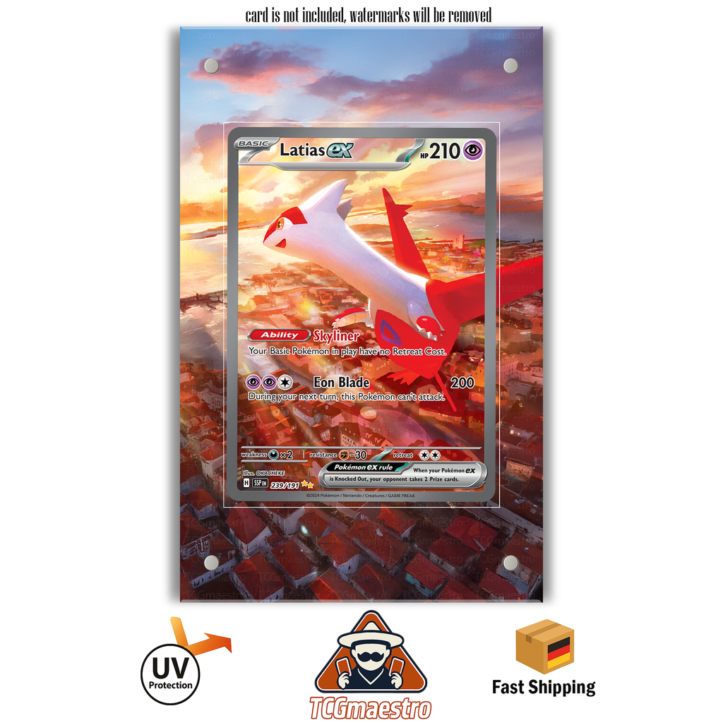 Latias SSP 239/191 Pokémon Extended Artwork Rahmen & Schutzhülle
