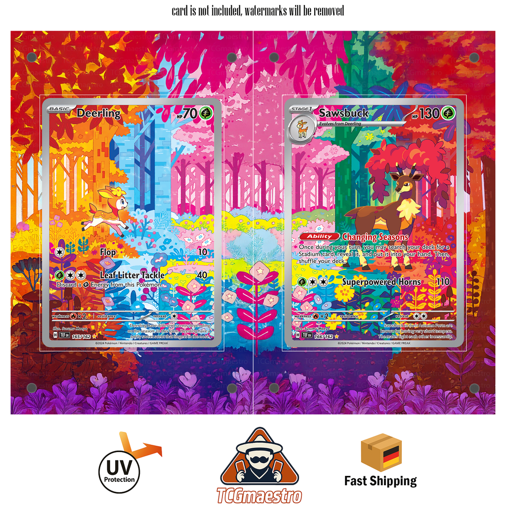 Sesokitz Deerling Kronjuwild Sawsbuck TEF Pokemon Pokémon Extended Artwork Rahmen