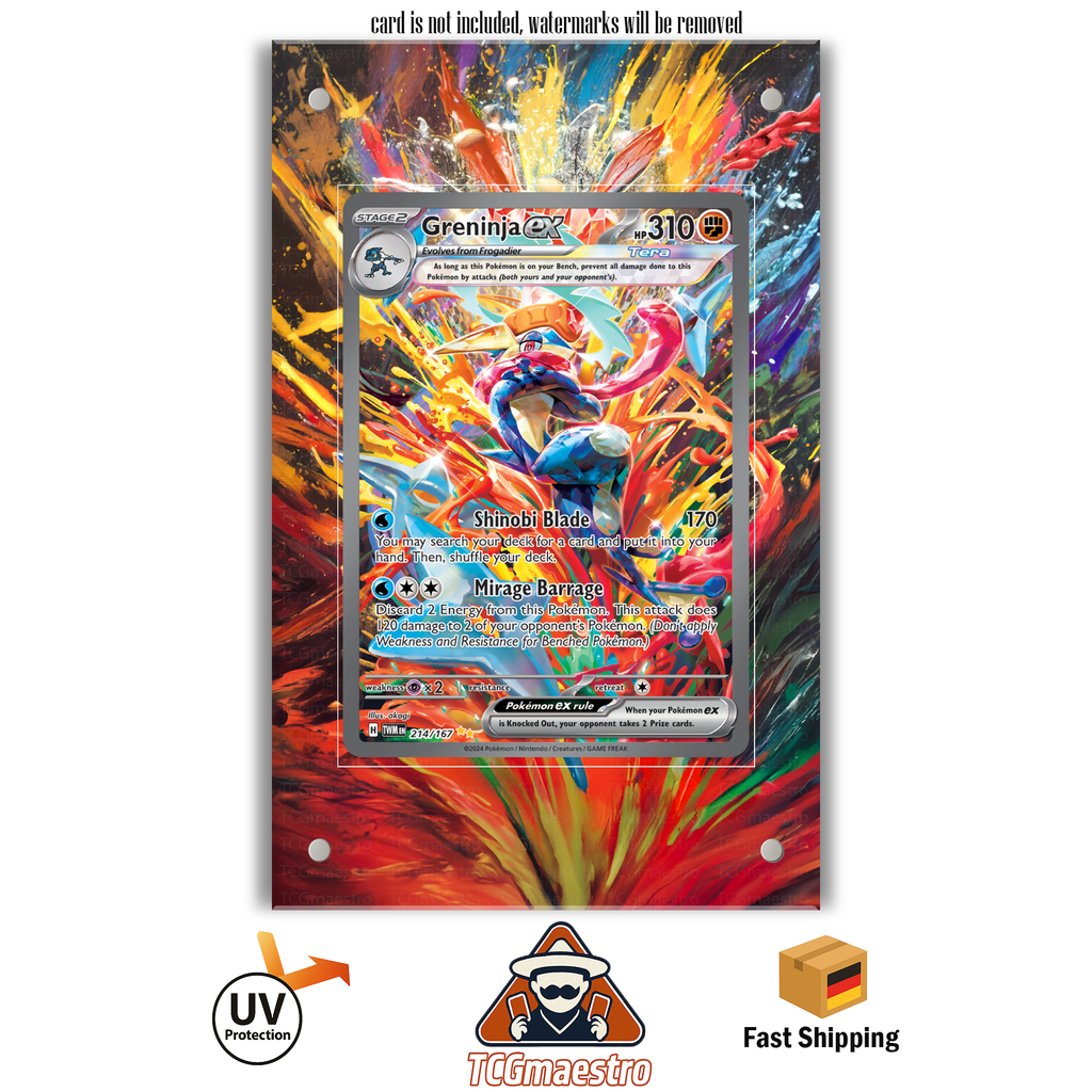 Quajutsu Greninja TWM 241/167 Pokémon Extended Artwork Rahmen & Schutzhülle