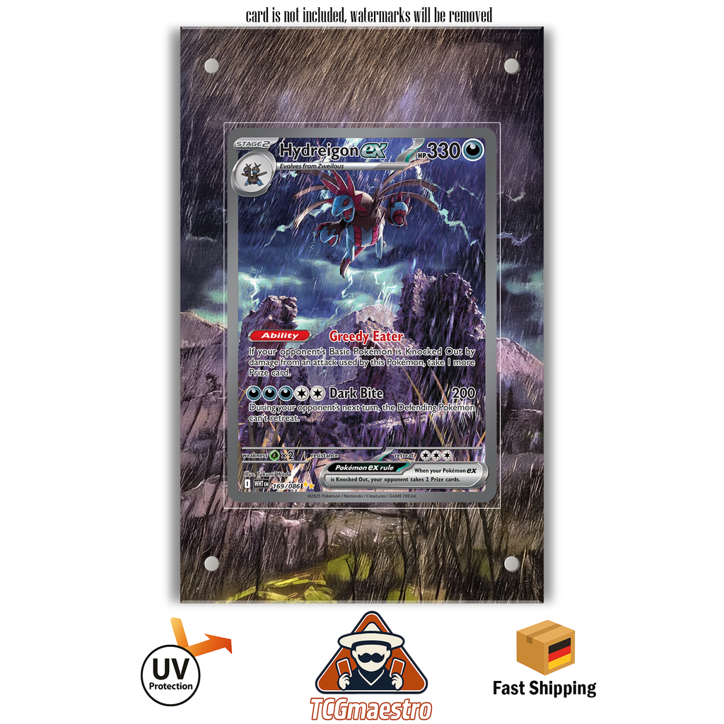 Trikephalo Hydreigon WHT 169/086 Pokémon Extended Artwork Rahmen & Schutzhülle